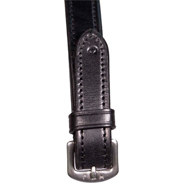 Henry James Saddlery Xtreme Eventer Hybrid Caoutchouc Reins Avec Arrêts En Cuir RR7 - Black